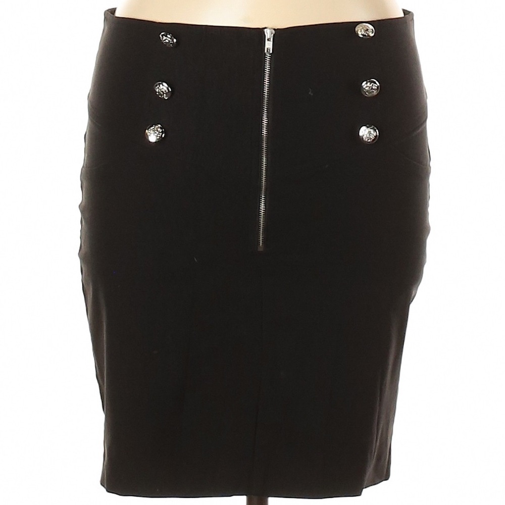 HAVE Zip Up Double Silver Button Fitted Skirt - L